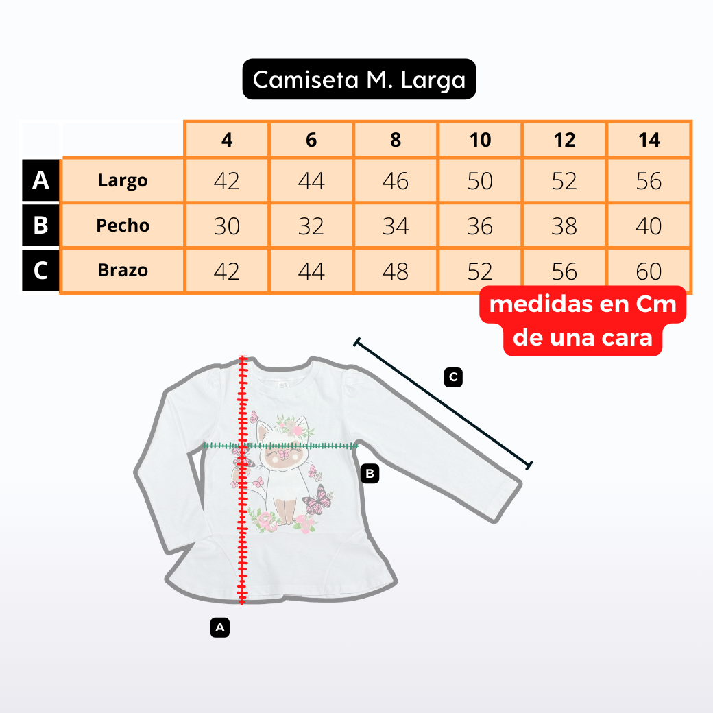 Camiseta Manga Larga JERSEY / estampado GATITO