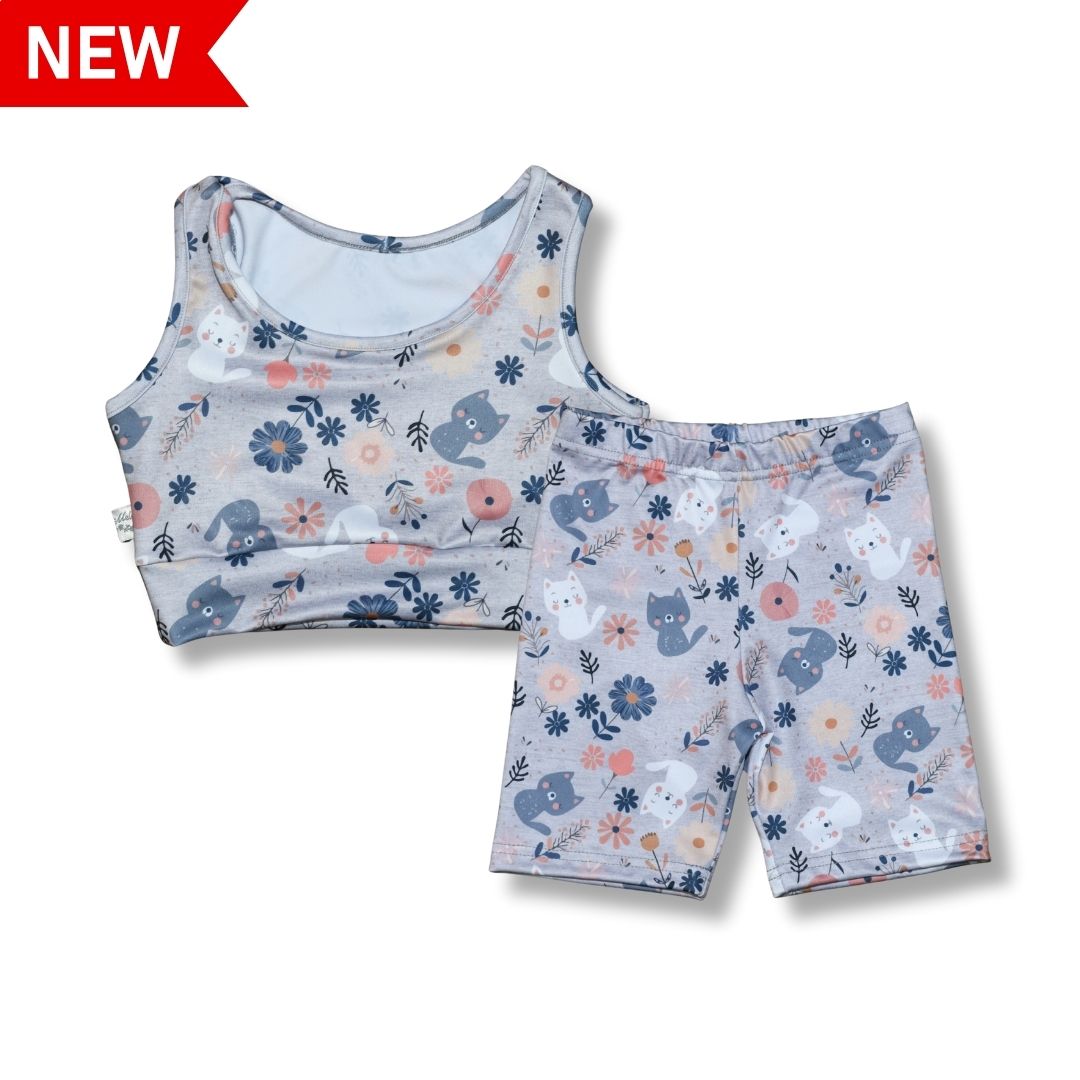 Conjunto Top Y Short Gatito Lycra Premium