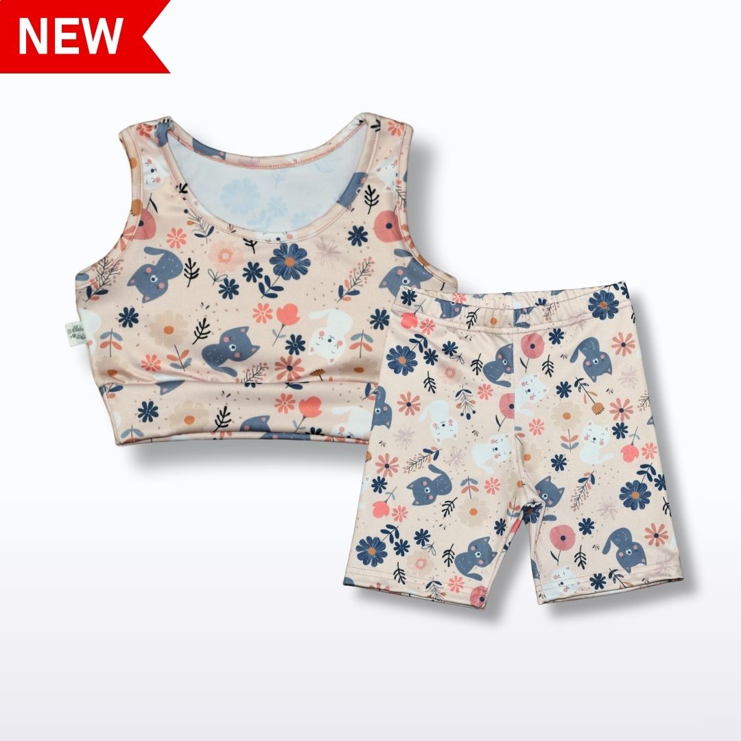 Conjunto Top Y Short Gatito Lycra Premium