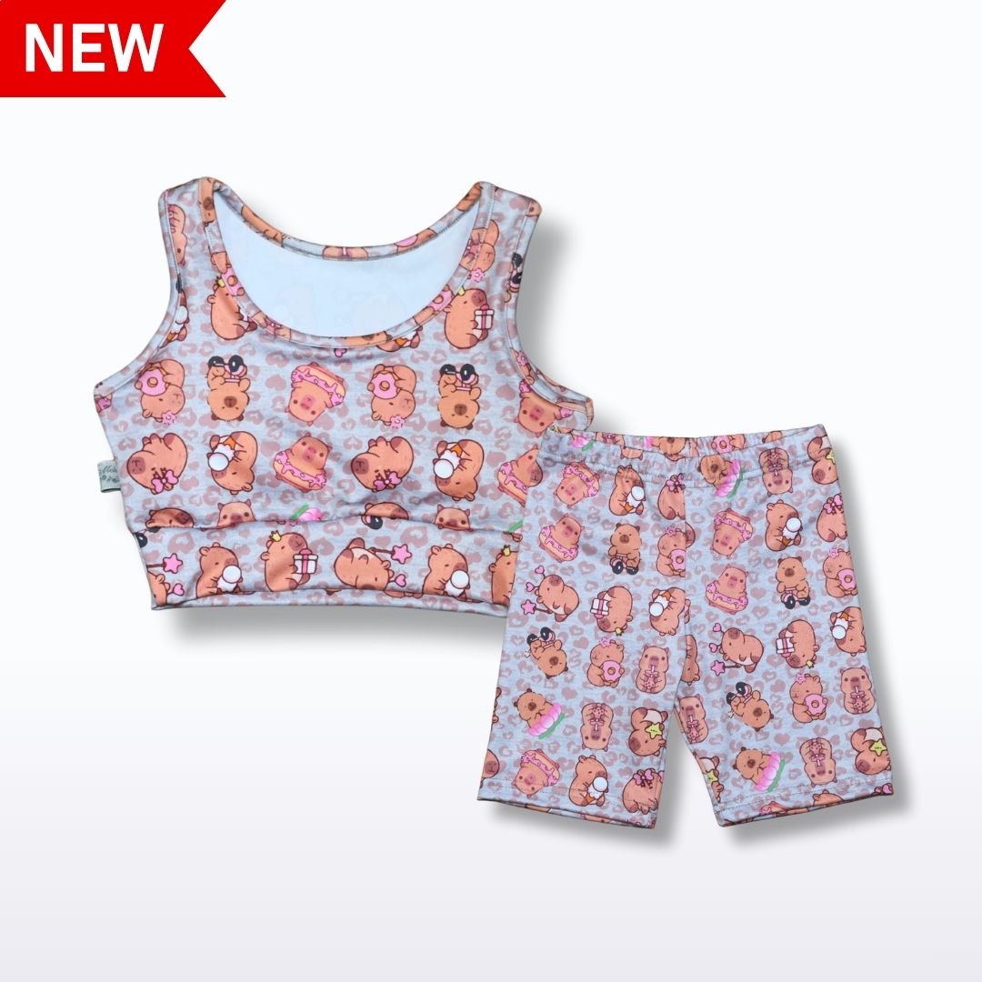 Conjunto Top Y Short Capibara Lycra Premium