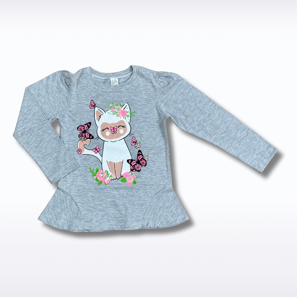 Camiseta Manga Larga JERSEY / estampado GATITO
